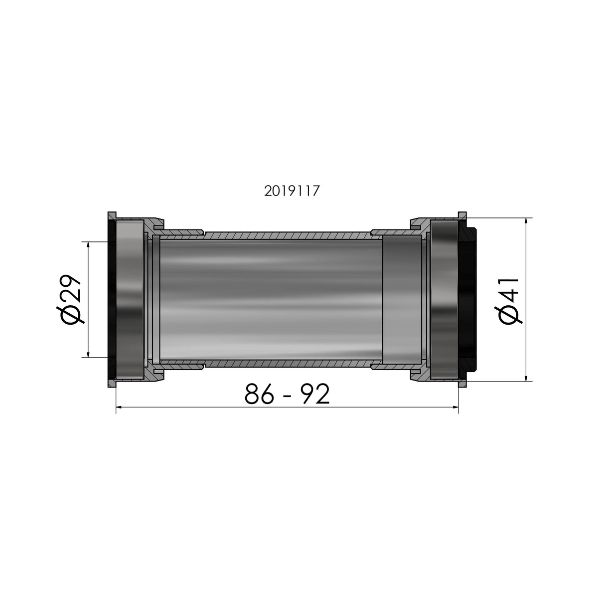 Elvedes Trapas voor SRAM DUB Press Fitt BB86 92 ø41mm