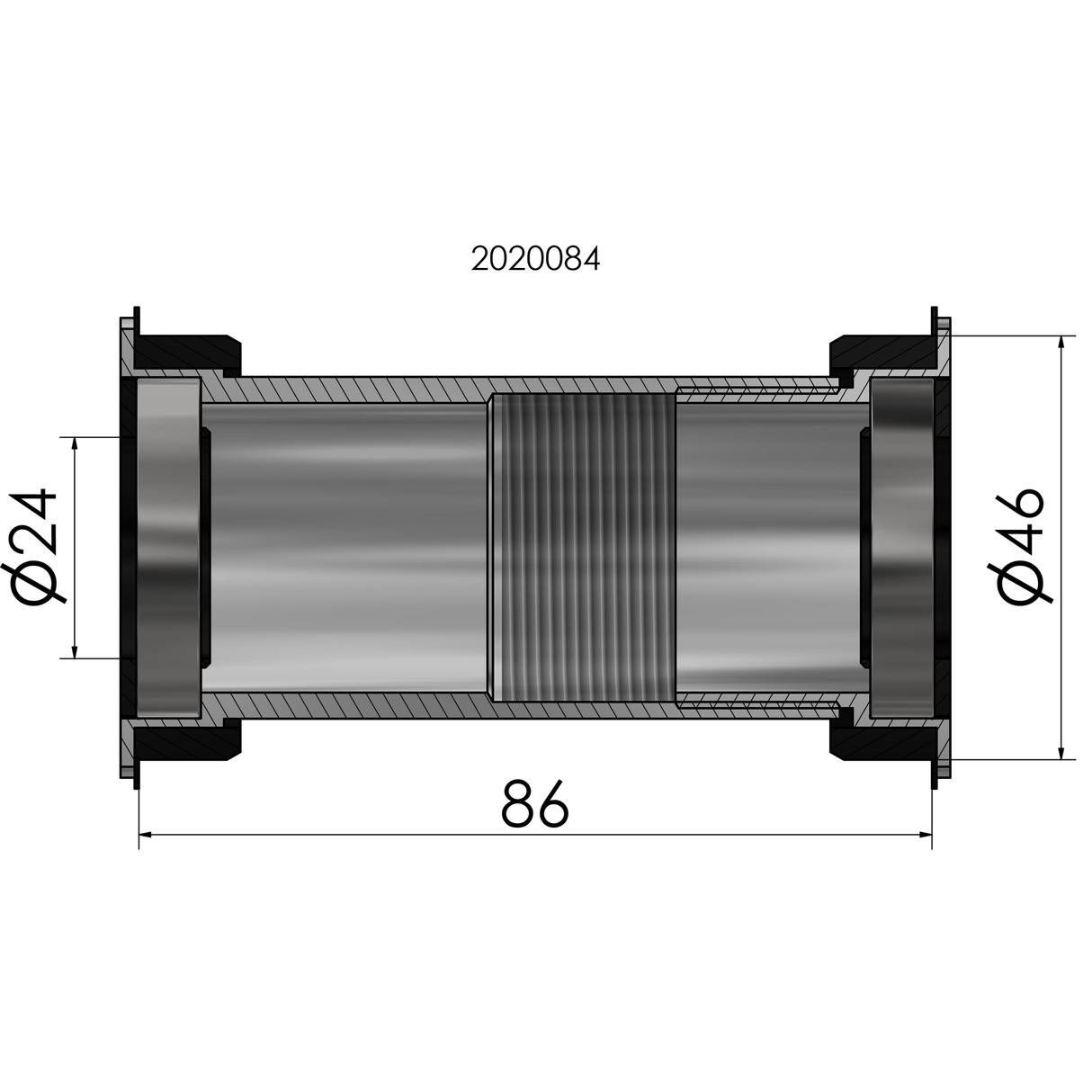 Twist fit trapas Elvedes voor BB386 Shimano 46 x 86 mm