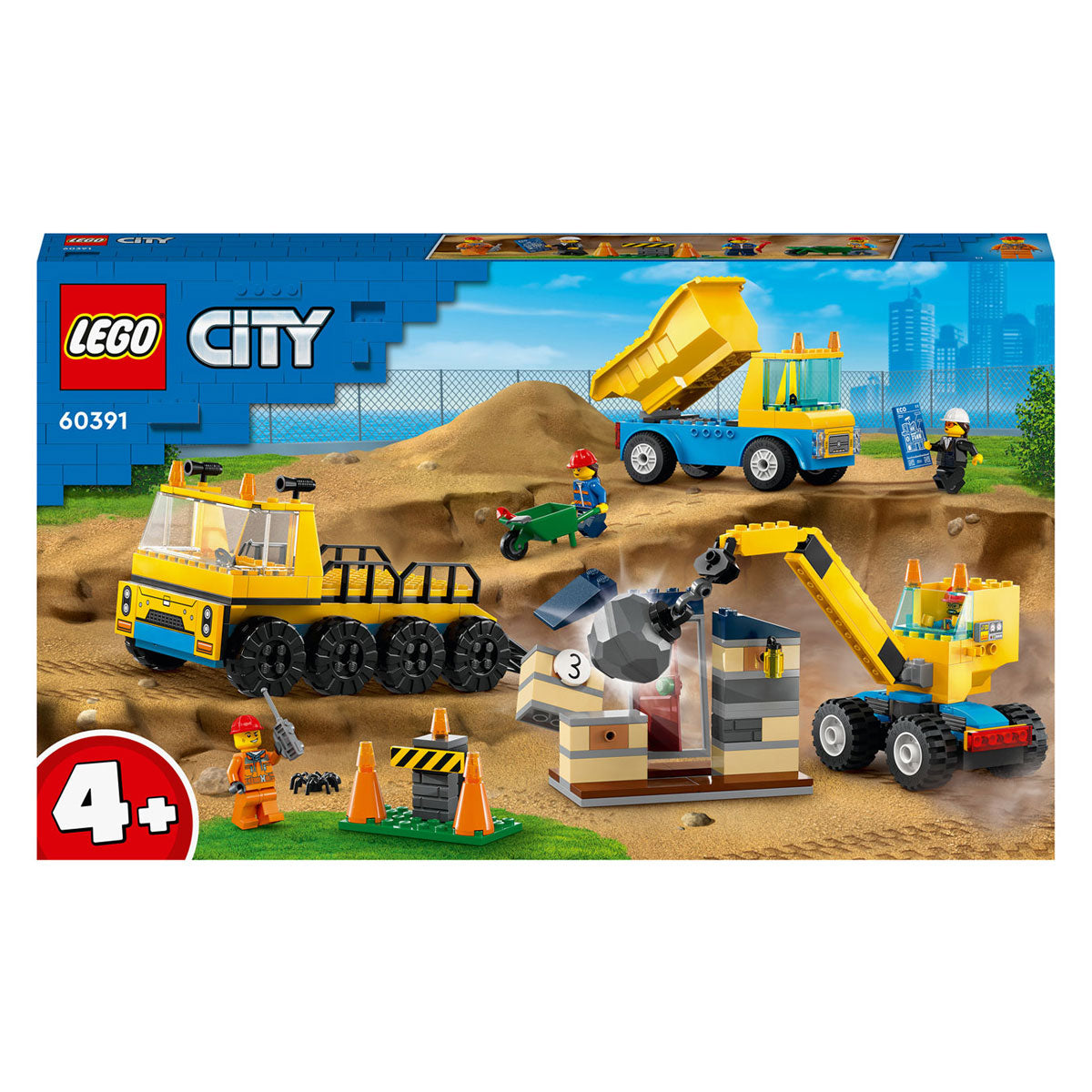 Lego lego city 60391 kiepwagen, bouwtruck en sloopkraan