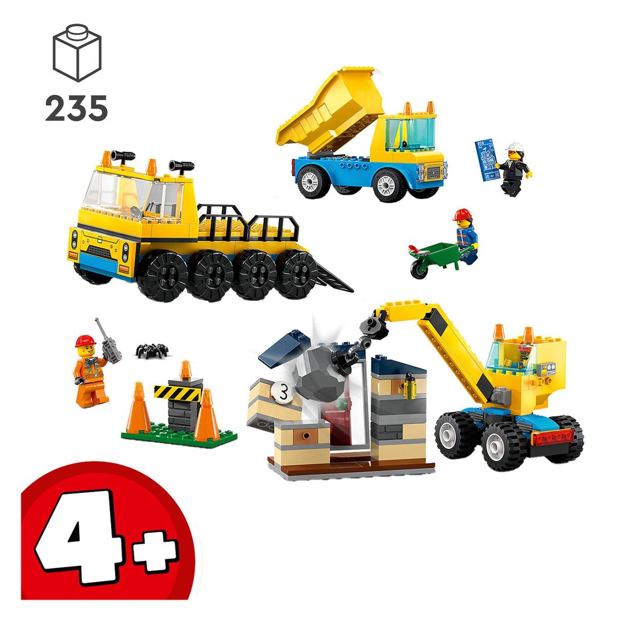 Lego city 60391 kiepwagen, bouwtruck en sloopkraan