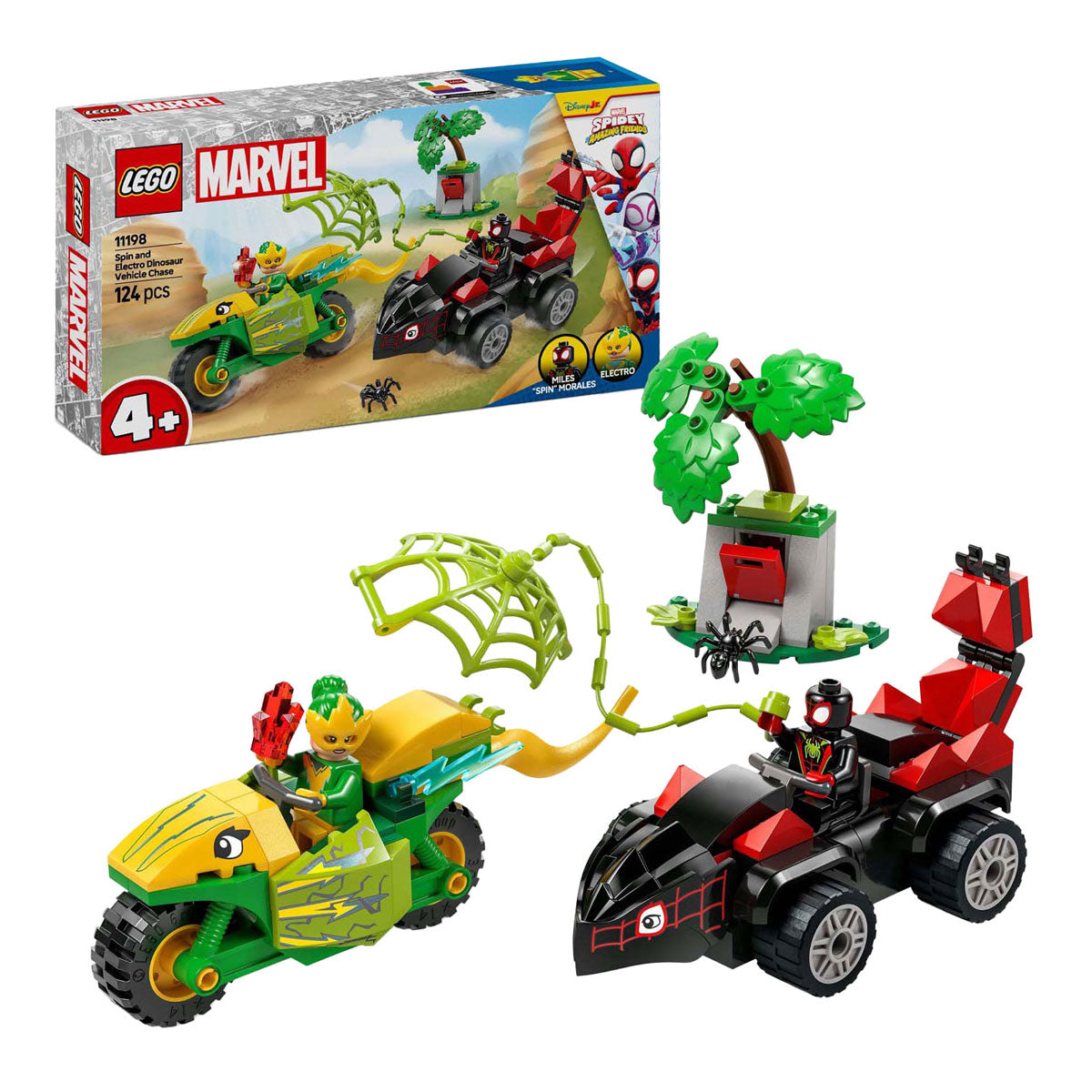 Lego spidey 11198 spin en electro achtervolging met dinosaurusvoertuigen