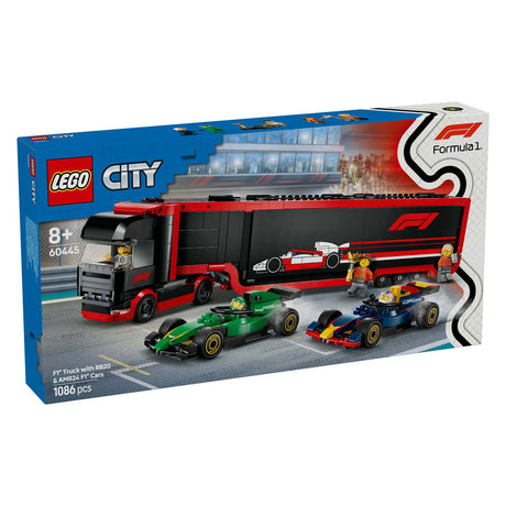 Lego city f1 truck met rb20 en amr24 f1® auto's speelset - 60445