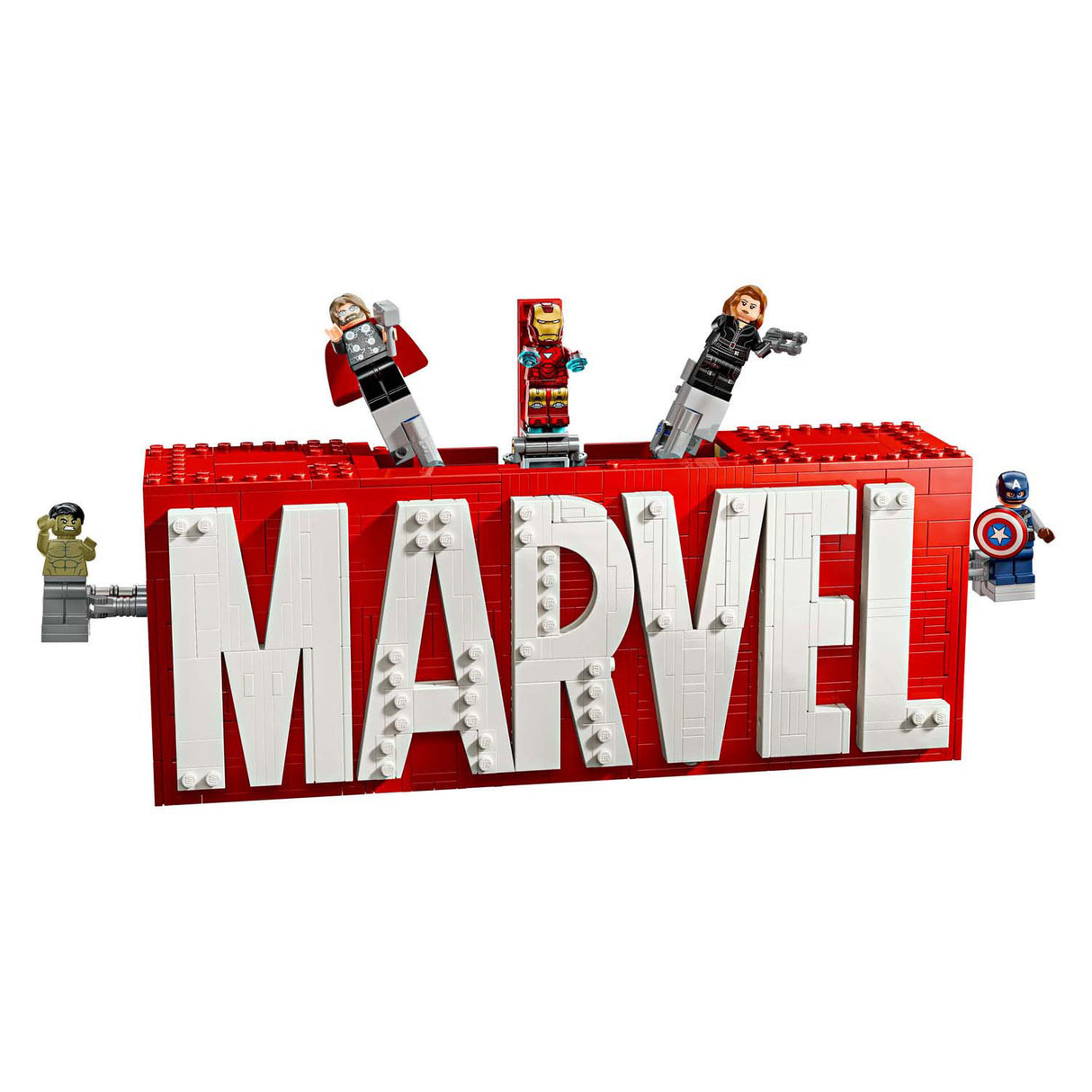 Lego super heroes 76313 marvel logo en minifiguren