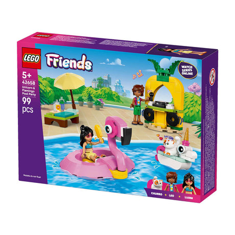 Lego friends 42658 zwembadfeestje met flamingo en eenhoorn