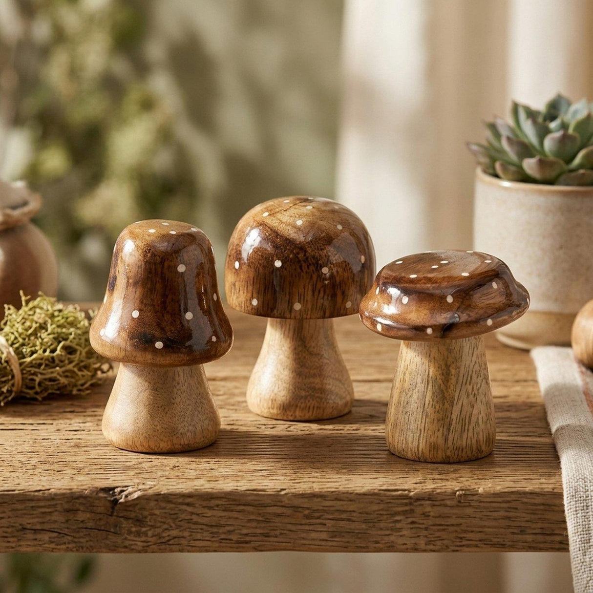 Boltze home paddenstoel hout bruin met glanzende top