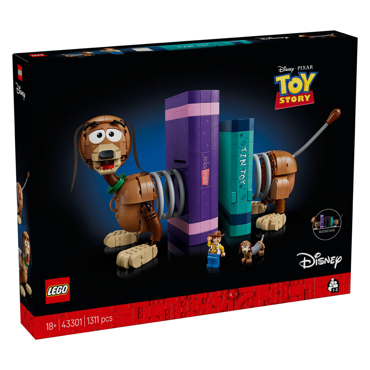 Lego disney en pixar toy story slinky hond boekensteunen bouwpakket voor volwassenen - 43301
