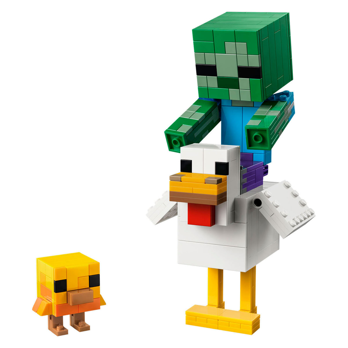 Lego ® minecraft® kipberijder bouwspeelgoed - gamingdecoratie met babyzombie, kip en kuiken - cadeautip voor jongens en meisjes vanaf 9 jaar - 21582