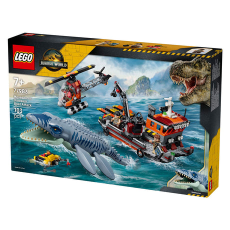 Lego jurassic world mosasaurus bootaanval dinosaurus speelgoed voor kinderen 77983