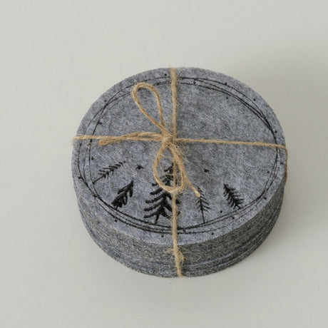 Boltze home onderzetter oslo 6-delig ø10cm vilt met afbeelding van kerstboom