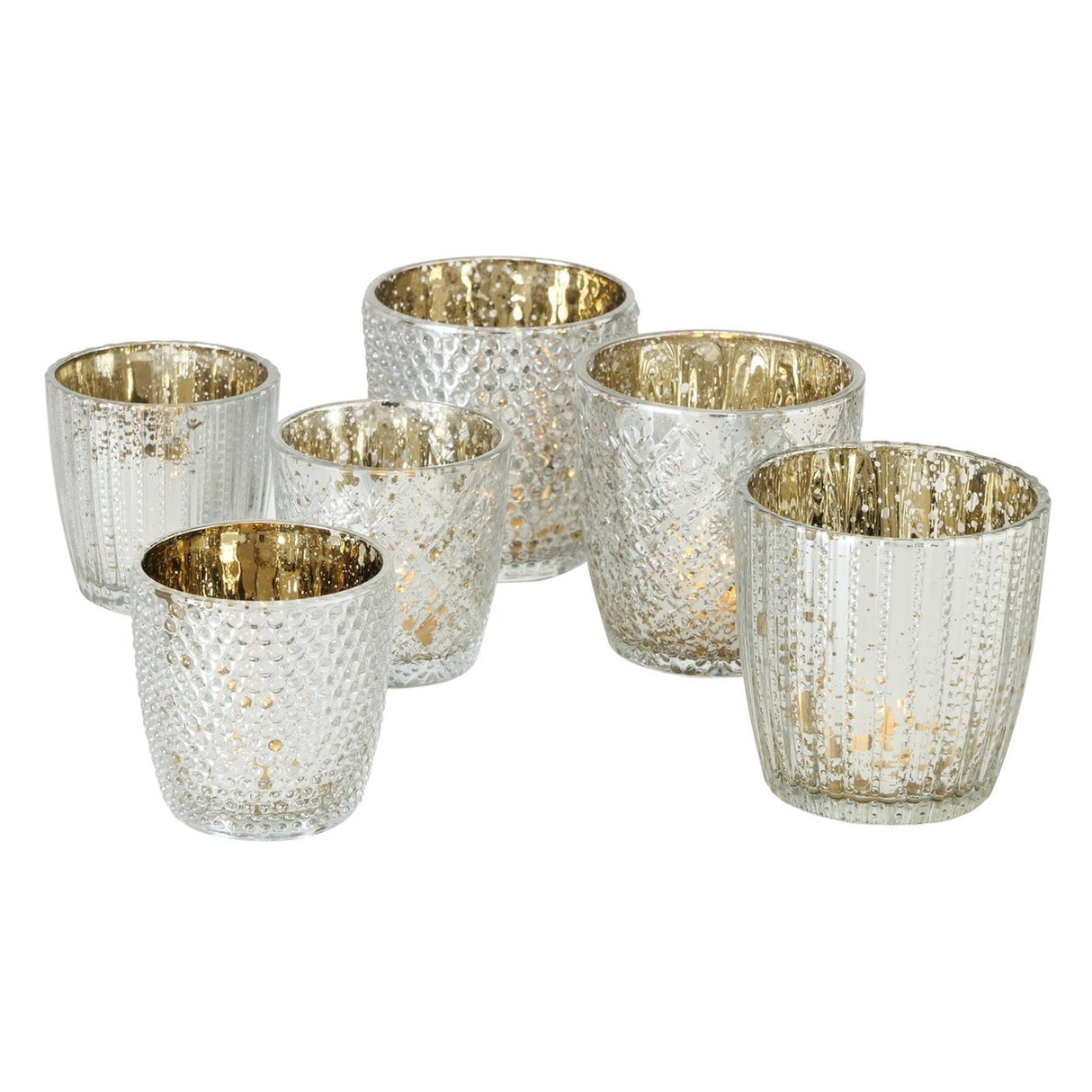 Boltze home theelichthouder glas zilver 2-dlg.
