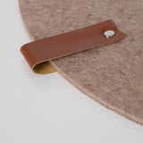 Boltze home placemat rond vilt met leer d38cm