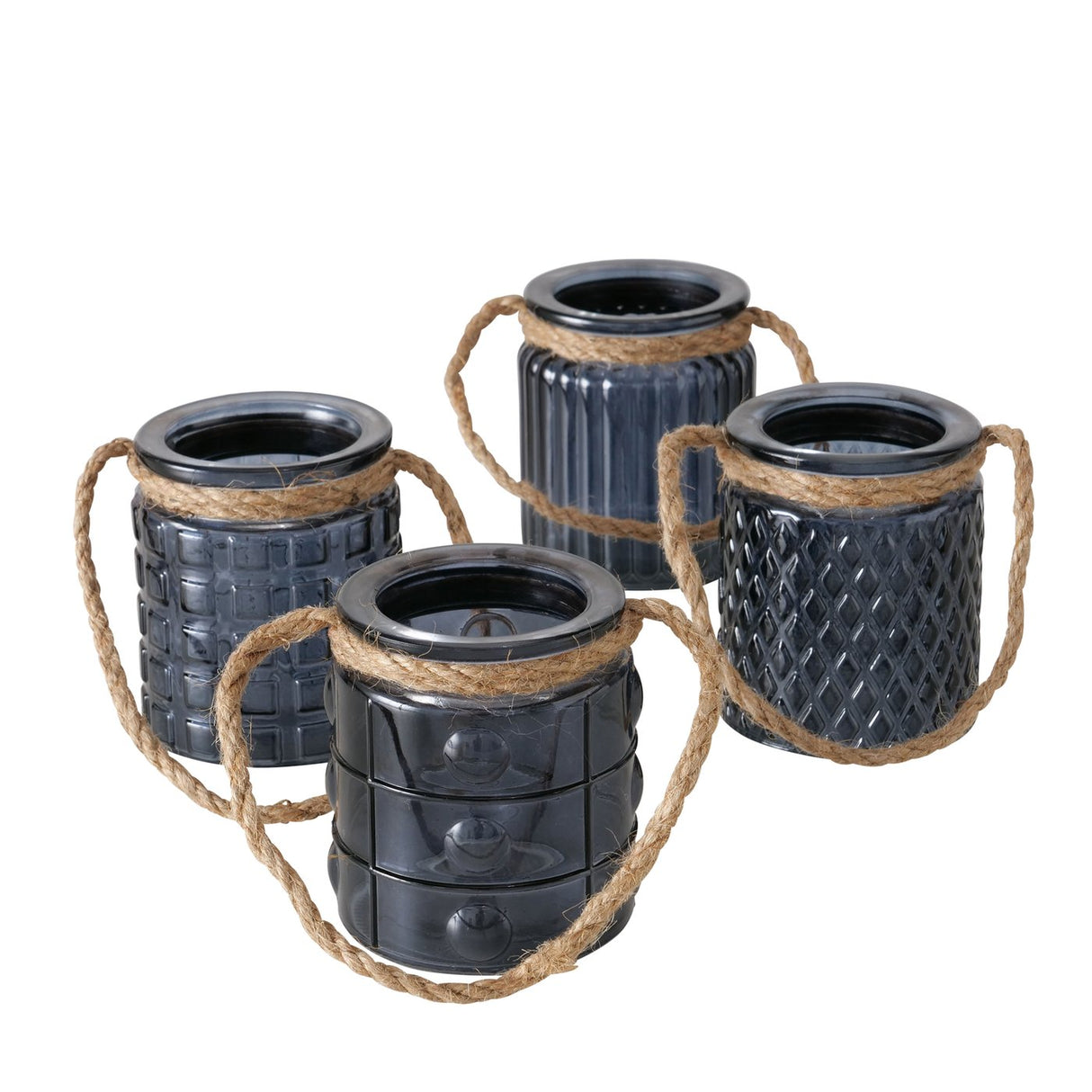 Boltze home theelichthouder met hengsel touw h8cm