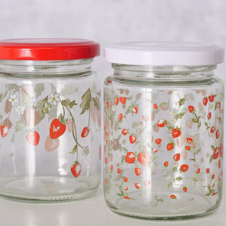 Boltze home voorraadpot aardbei 240ml glas