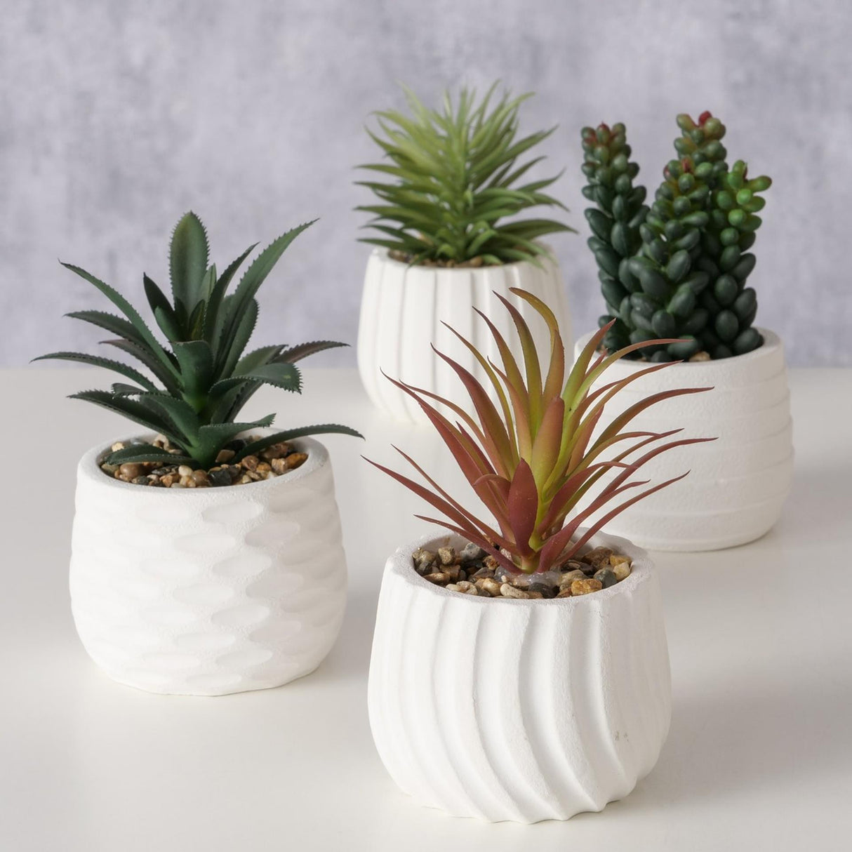 Boltze home kunstplant in witte pot h14cm