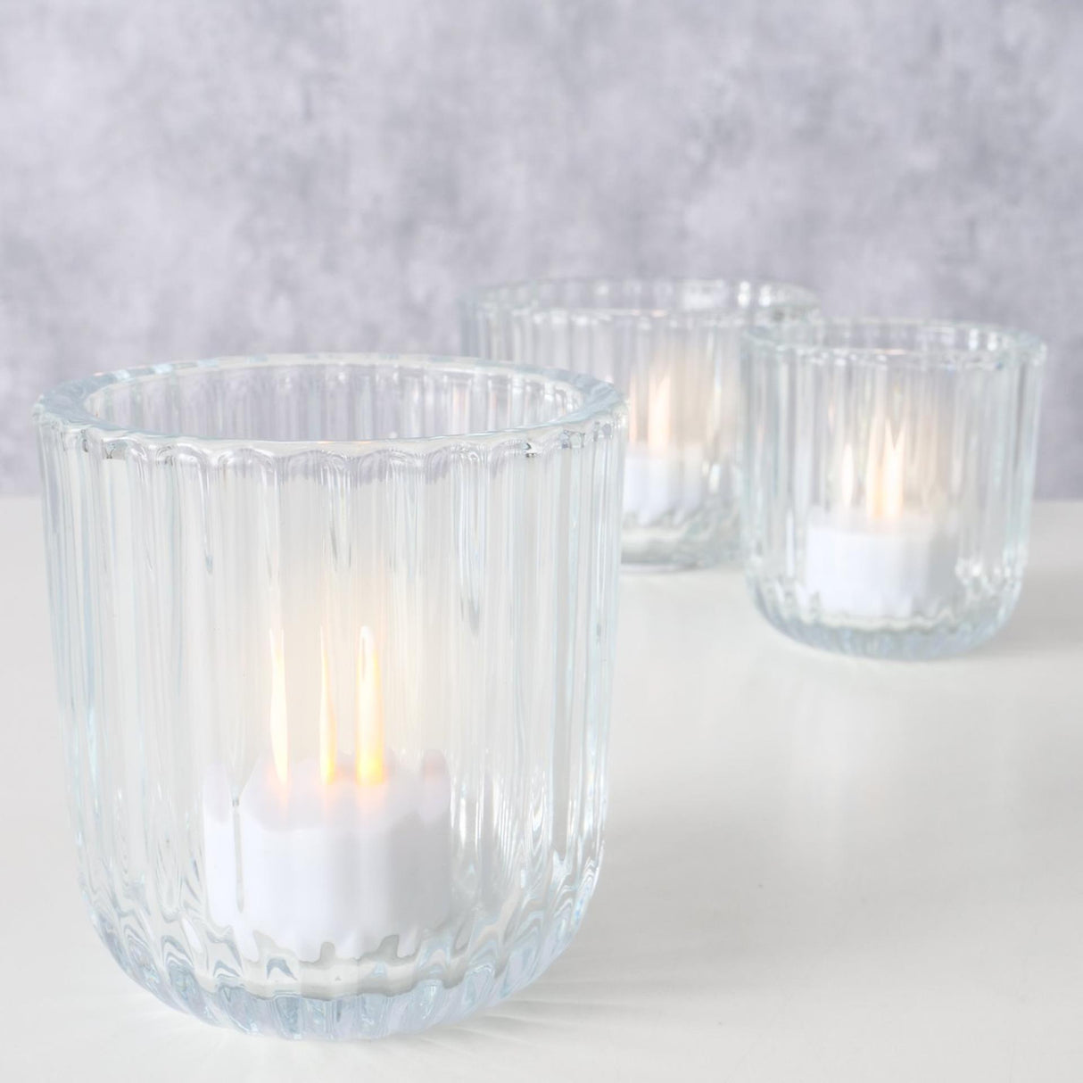 Boltze home theelichthouder glas transparant set a 3