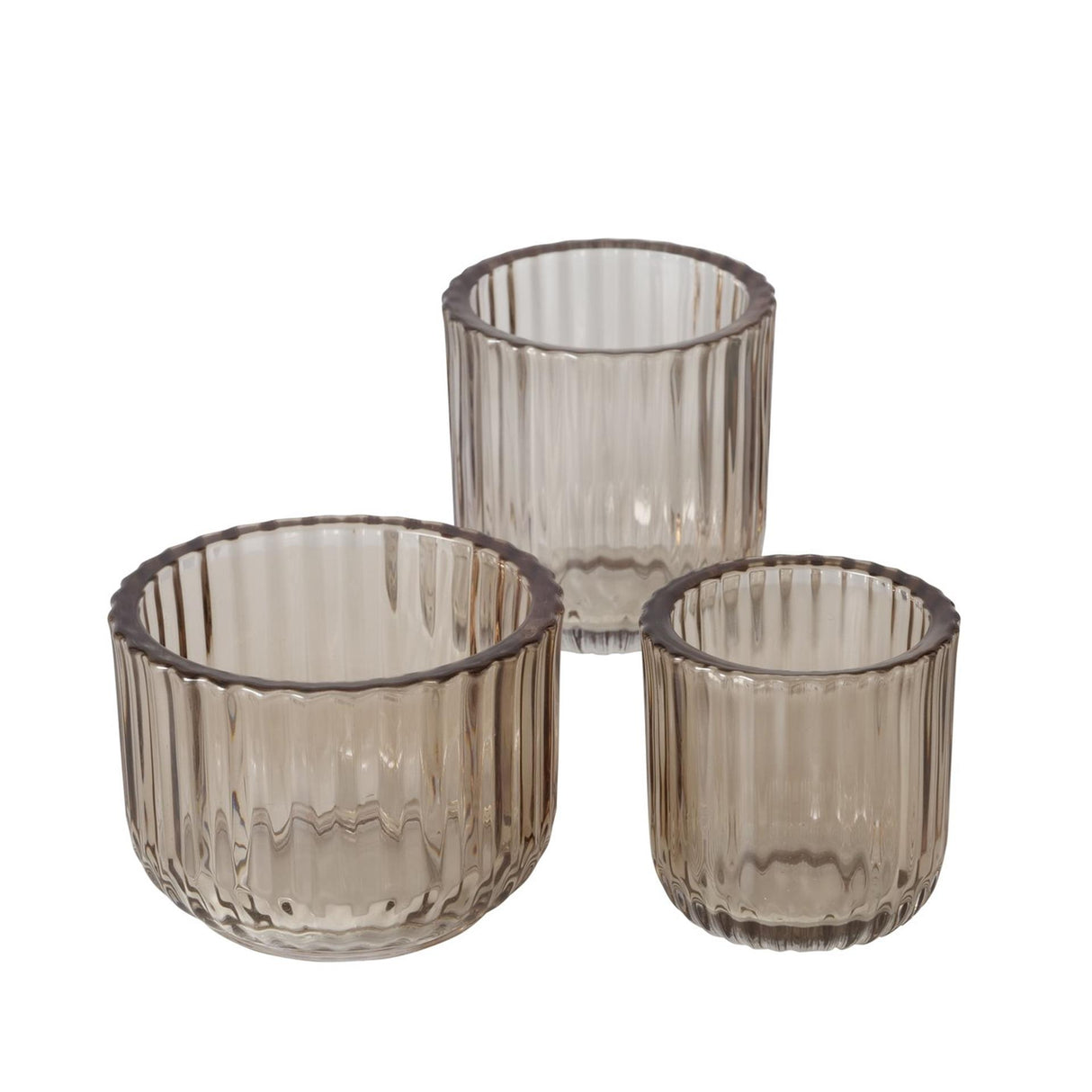 Boltze home theelichthouder glas beige 3 dlg.