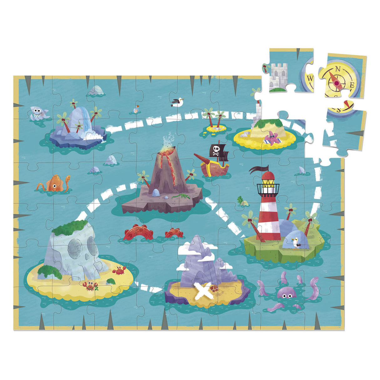 Goula kinderpuzzel diset xxl piratenboot 48 onderdelen