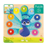 Goula jumbo - houten noppenpuzzel pauw, 9st.
