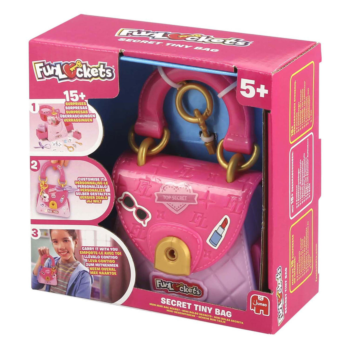 Funlockets jumbo - - mini geheim tasje - tiny bag - tasje met geheimen vakjes - vanaf 5 jaar - met 15+ verrassingen