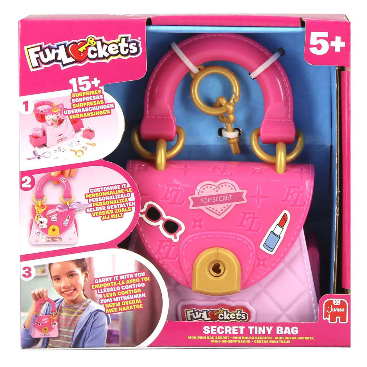Funlockets jumbo - - mini geheim tasje - tiny bag - tasje met geheimen vakjes - vanaf 5 jaar - met 15+ verrassingen