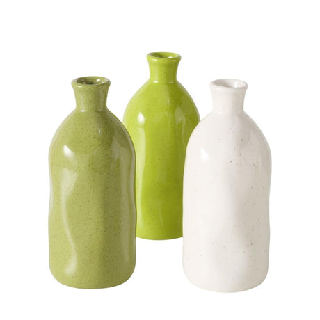 Boltze home vaas mylanadia6,7x15cm porselein in 3 uitvoeringen wit lime groen