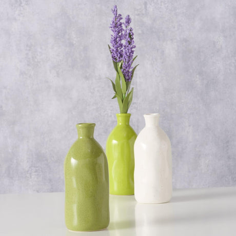 Boltze home vaas mylanadia6,7x15cm porselein in 3 uitvoeringen wit lime groen