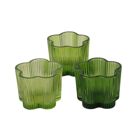 Boltze home waxinelichthouder groen glas ø7,8xh6cm