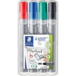 Staedtler lumocolor flipchart marker 356 met ronde punt - set 4 kleuren