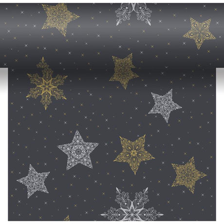 Duni 3-in-1 snowstars black 40x480cm