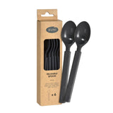 Duni kunststof lepel granite herbruikbaar 17cm doosje a 6 stuks
