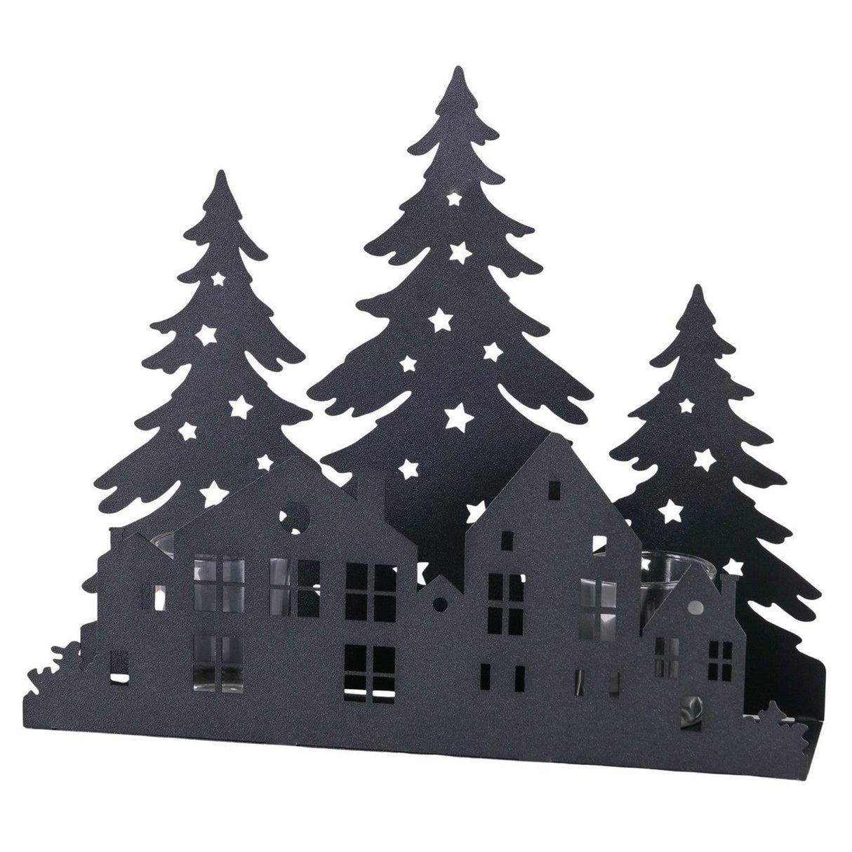 Boltze home theelichthouder kerstboom aro h25cm zwart ijzer