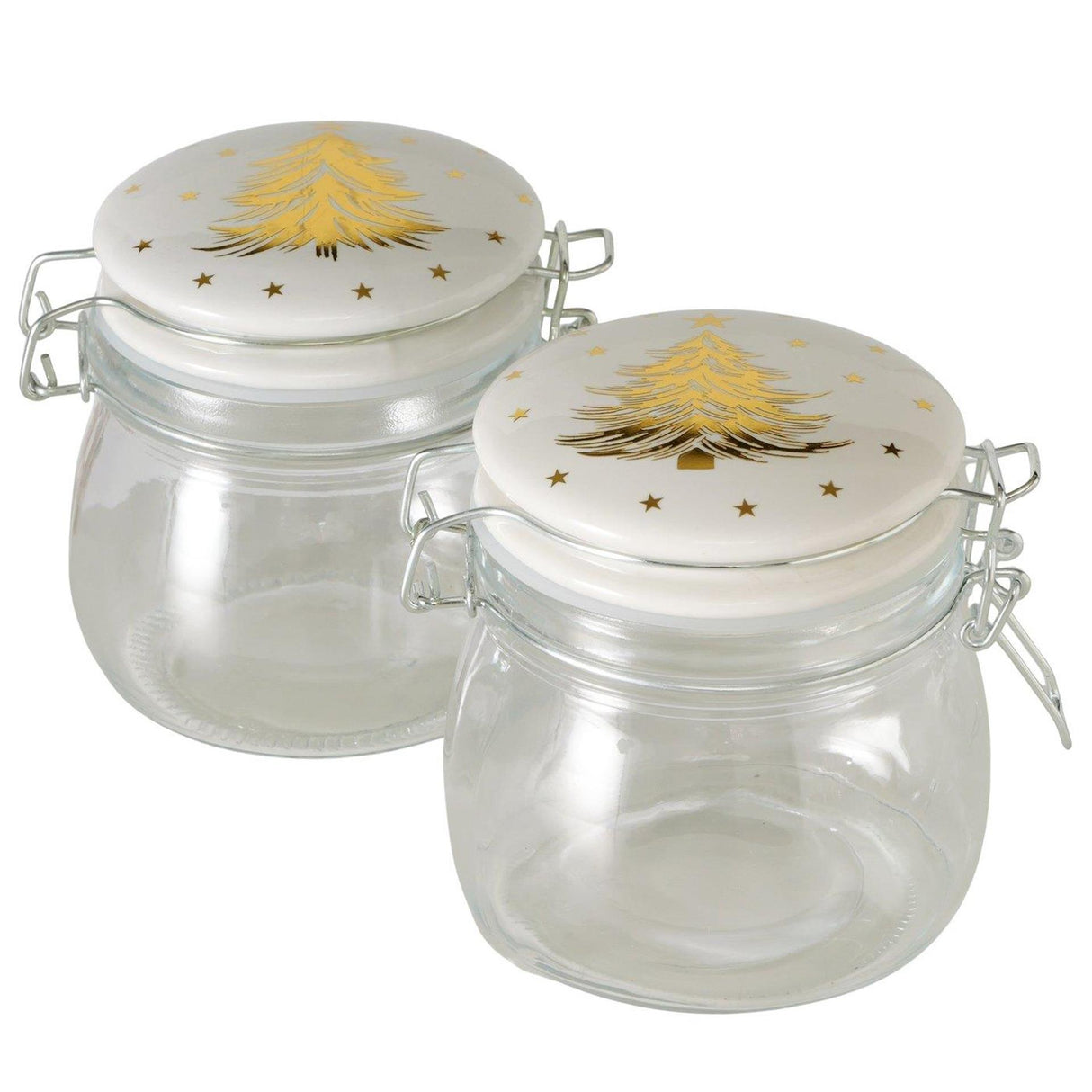 Boltze home voorraadpot stella 450 ml h11,5cm glas transparant wit 2 assorti