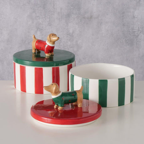 Boltze home opbergpot maltipu ø13x15cm steengoed groen rood wit 2 assorti