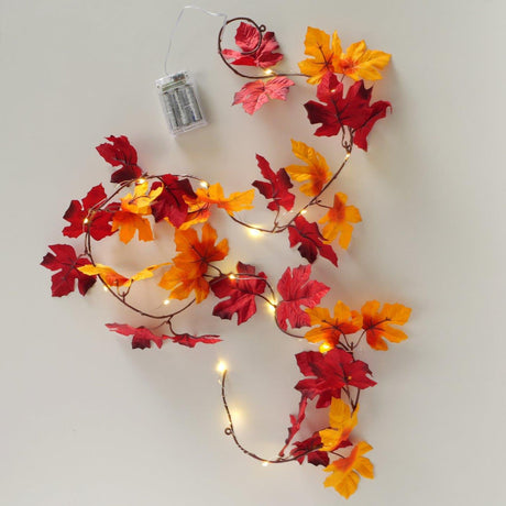 Boltze home plantenslinger ahorn met led led l180cm oranje met timer (3xaa)