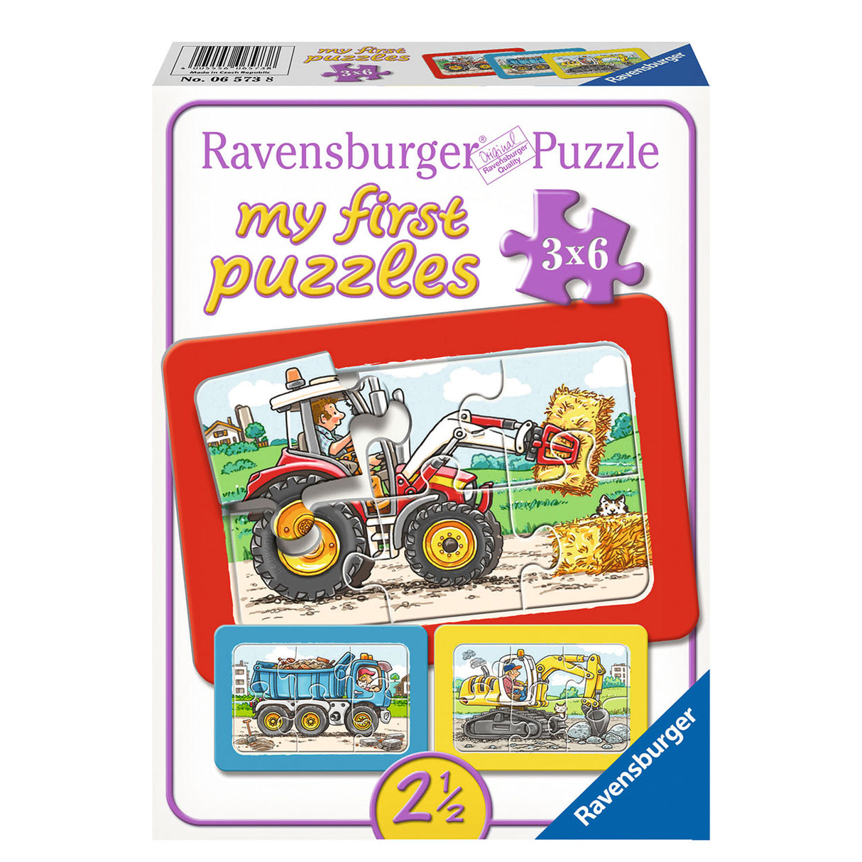 Ravensburger Graafmachine tractor en kiepauto 3x6 stuks