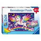 Ravensburger puzzel eenhoorn en pegasus, 2x24st.