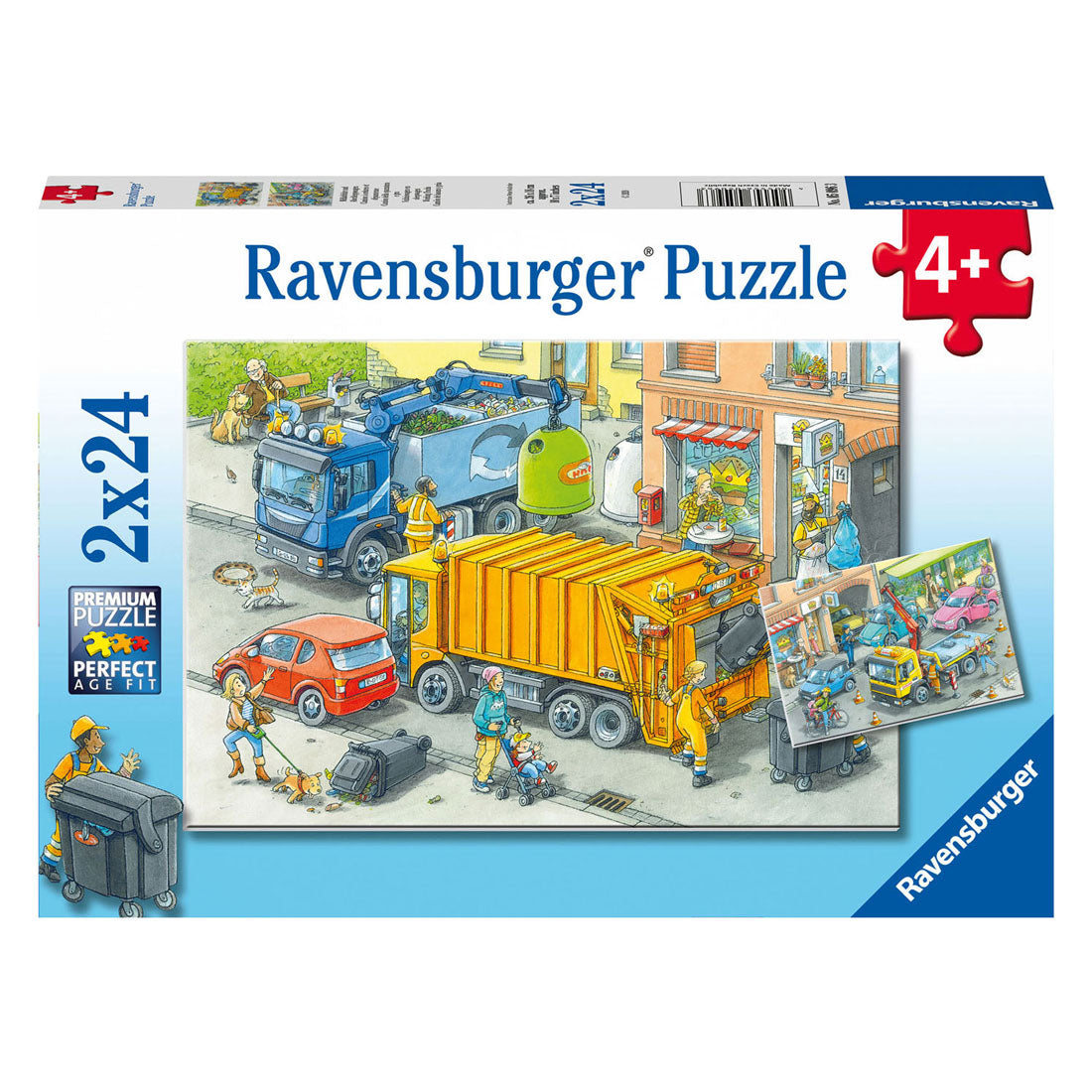 Ravensburger legpuzzel vuilniswagen en sleepwagen, 2x24st.