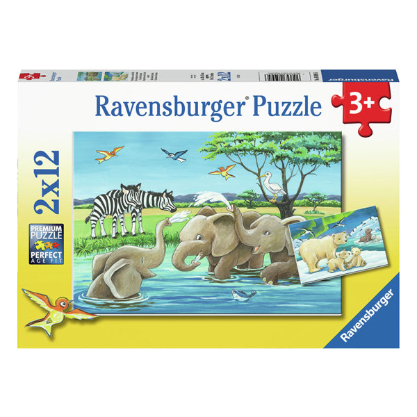 Ravensburger legpuzzel jonge dieren uit de hele wereld, 2x12 st.