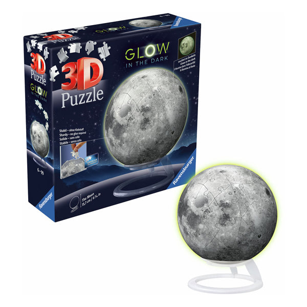 Ravensburger 3d puzzelbal maan glow in the dark, 72st.