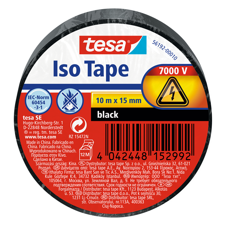 Tesa 56192-00010-22 isolatietape zwart (l x b) 10 m x 15 mm 1 stuk(s)