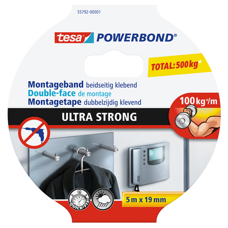 Tesa dubbelzijdige montagetape powerbond ultra strong voor permanente bevestiging – 5 m