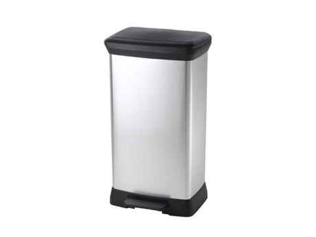 Curver decobin prullenbak - 50l - 39x29x72 cm - zilver metallic