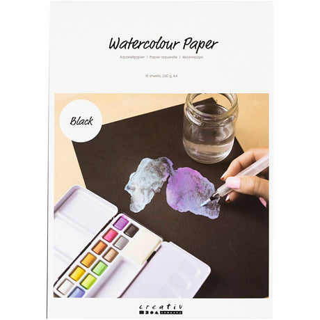 Creativ company https: www.cchobby.nl aquarelpapier-a4-vel-210x297-mm-230-gr-zwart-15-vel-1-doos