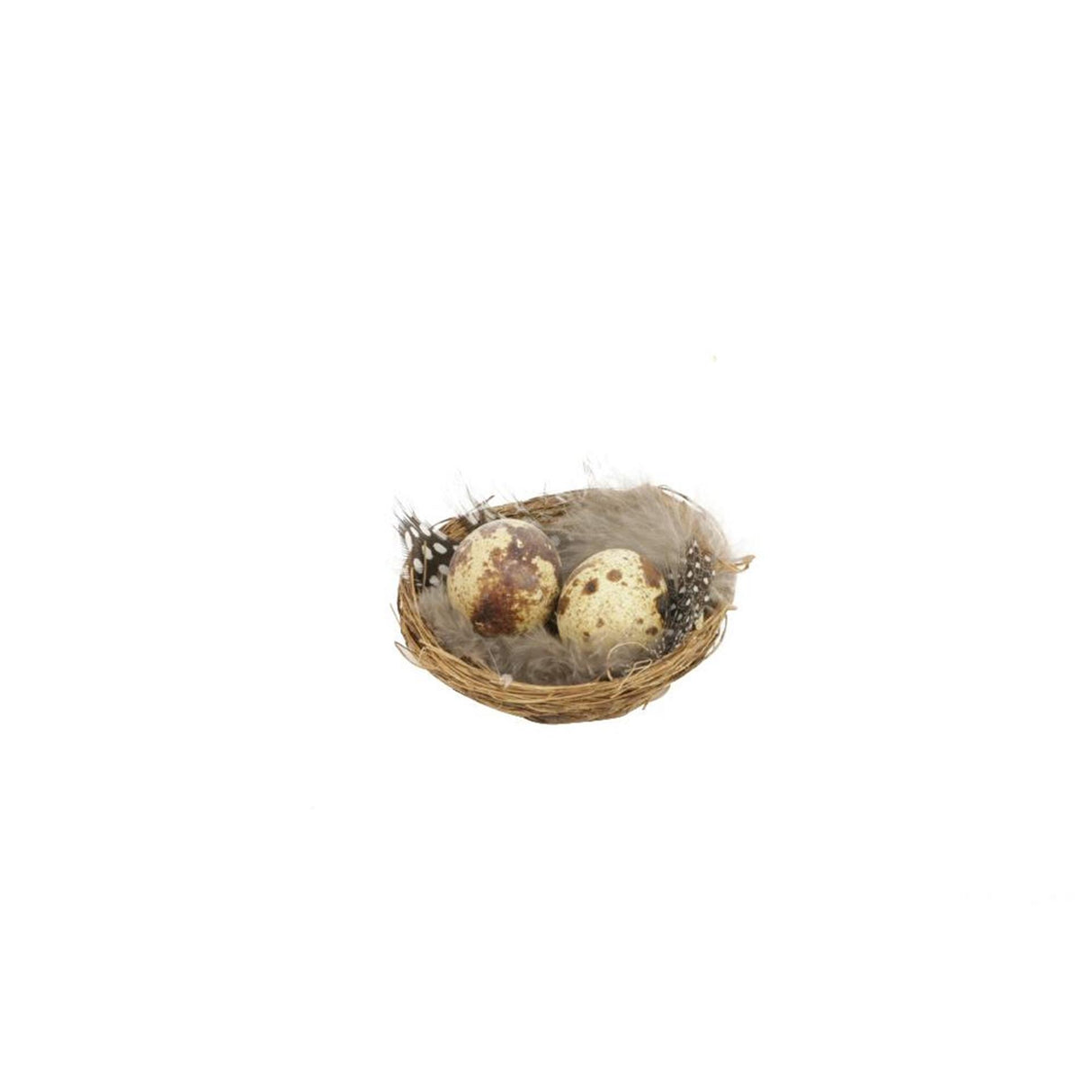 Hbx natural living deco nest met eitjes en veren 6 st. ø7cm