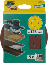 Wolfcraft hechtschuurschijven | k240 | geperforeerd | ø125mm | 5 stuks - 2253000