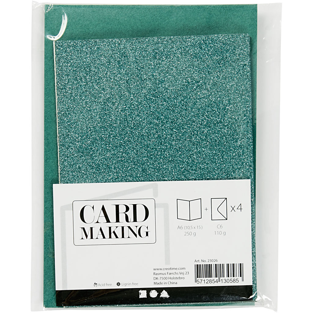 Creativ company https: www.cchobby.nl kaarten-en-enveloppen-afmeting-kaart-10-5x15-cm-afmeting-envelop-11-5x16-5-cm-glitter-110-250-gr-groen-4-set-1-doos