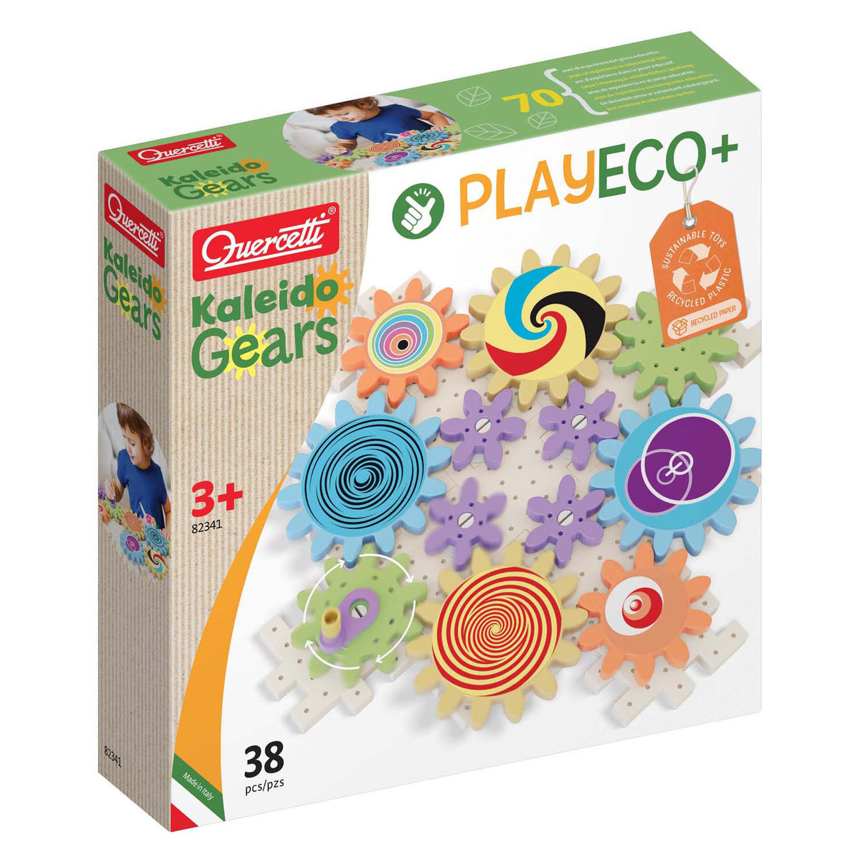 Quercetti kaleido gears play eco tandwielenset, 38dlg.