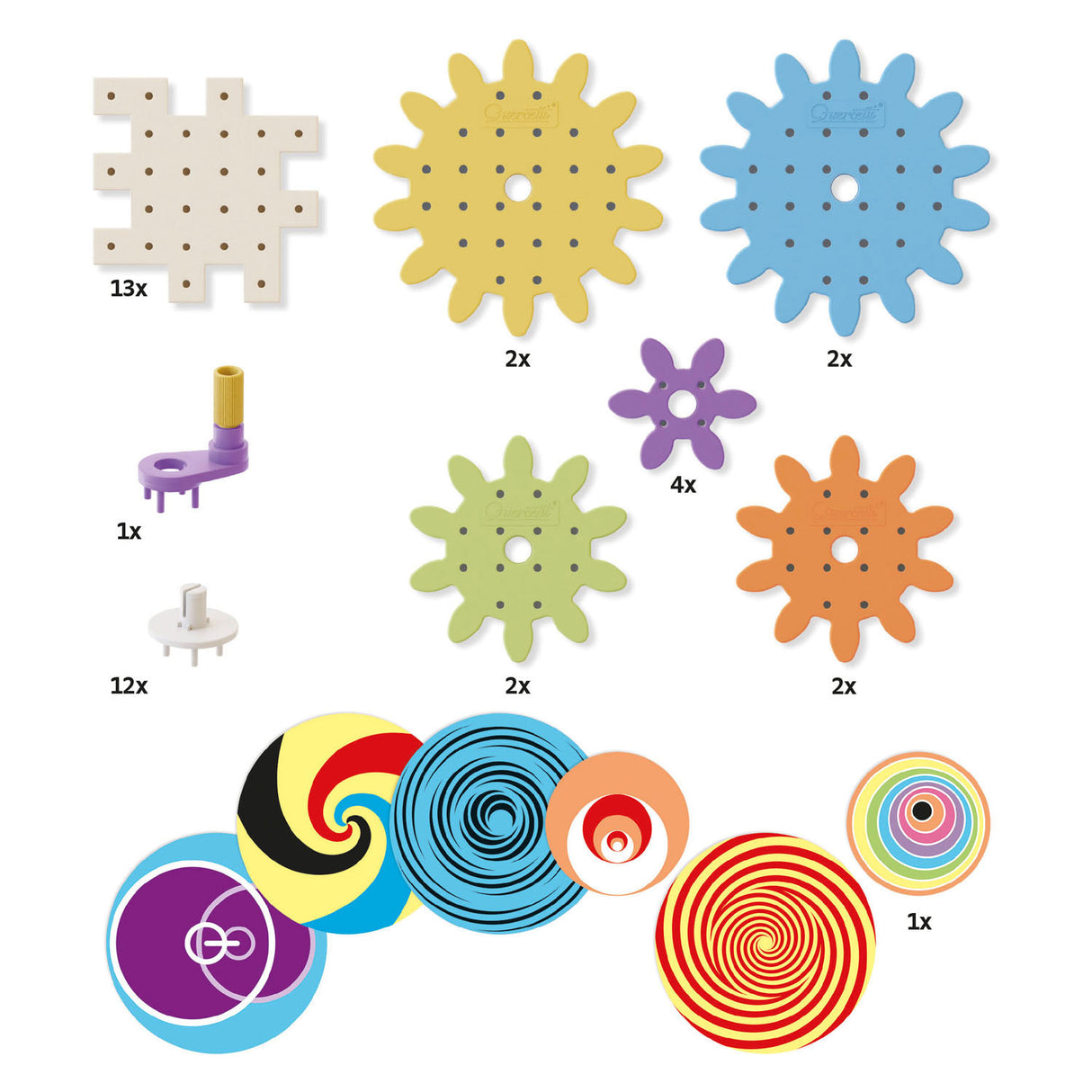 Quercetti kaleido gears play eco tandwielenset, 38dlg.