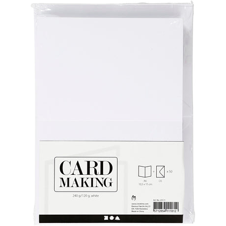 Creativ company http: www.cchobby.nl kaarten-en-enveloppen-afmeting-kaart-10-5x15-cm-afmeting-envelop-11-5x16-5-cm-120-240-wit-50-set-1-doos