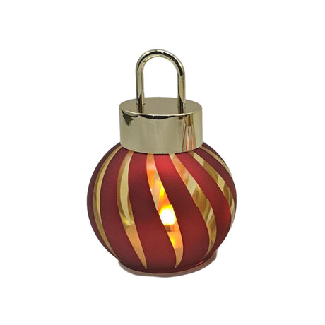 Svenska living kerstbal met led lampjes stripe rood ø10x15cm